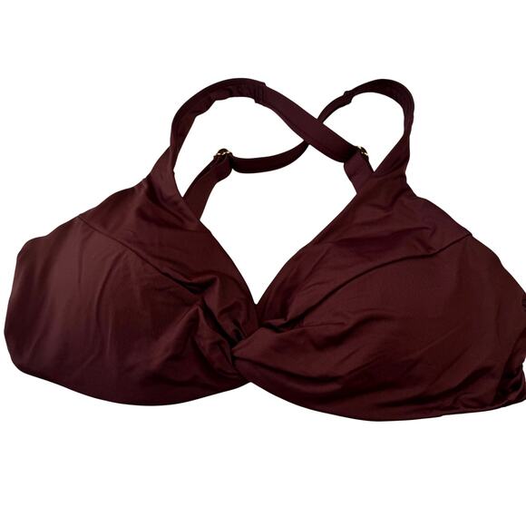 La Blanca Underwire Twist Front Swim Bikini Top in Java Brown NWT Size 14 - Picture 2 of 7